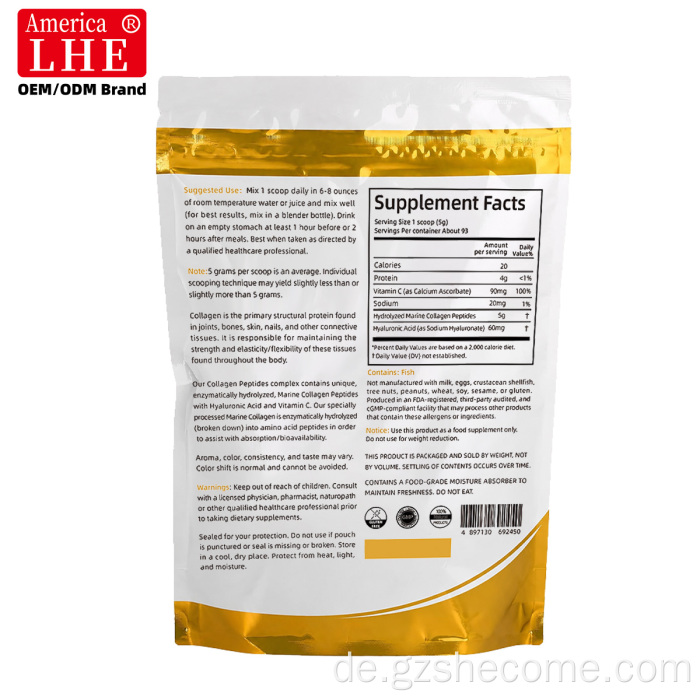 Shecome Marine Collagen Peptides Pulver für die Gesundheit der Haut und Gelenke